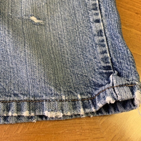 LEVIS 505 Shorts Mens W36 Denim Regular‎ Fit Distressed Cotton Med Wash Blue - Picture 9 of 9
